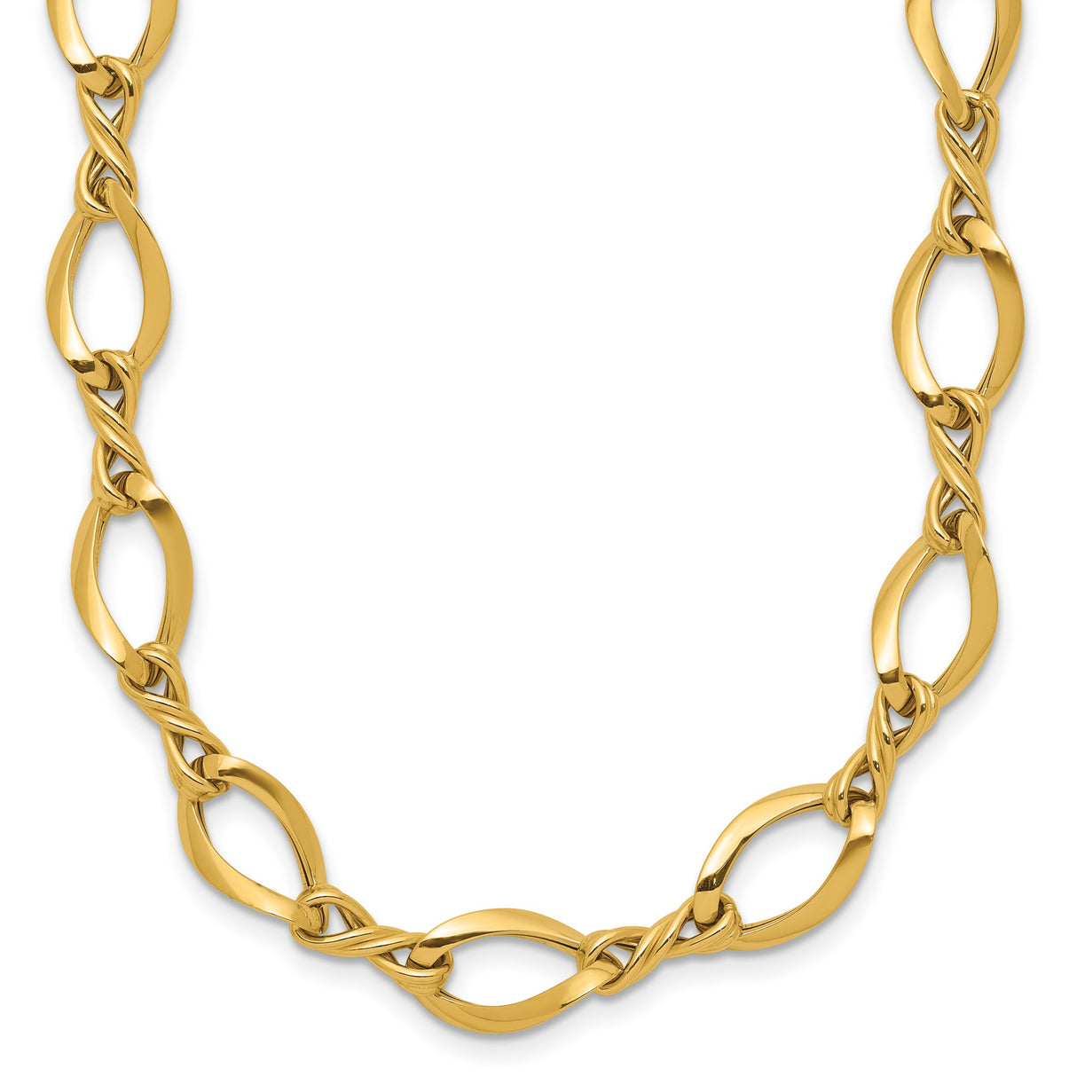 14K Yellow Gold 13.5 mm Polished Chain Necklace detail view