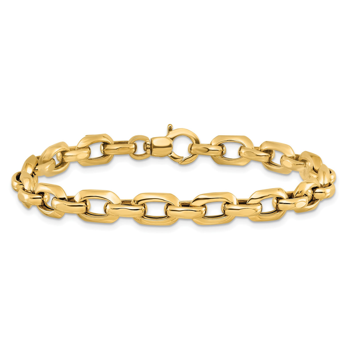 14K Yellow Gold 6.75 mm Polished Chain Bracelet alternate angle
