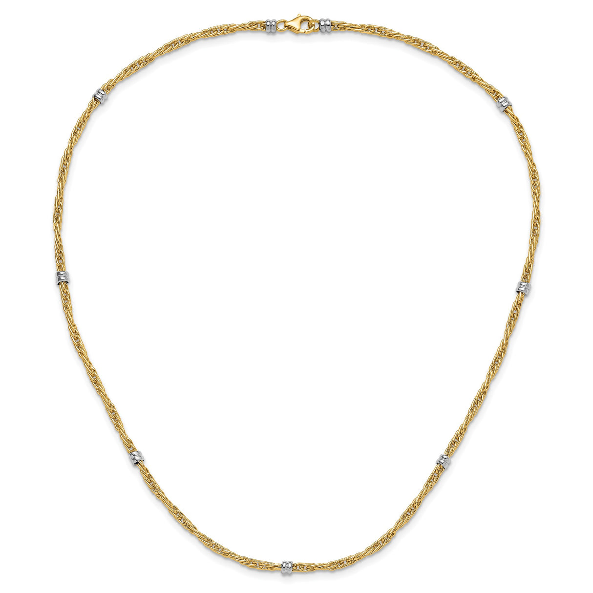 14K Two-tone Gold 3.8 mm Lightweight Chain Necklace, Polished