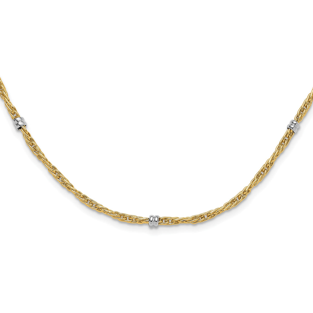 14K Two-tone Gold 3.8 mm Lightweight Chain Necklace, Polished alternate angle