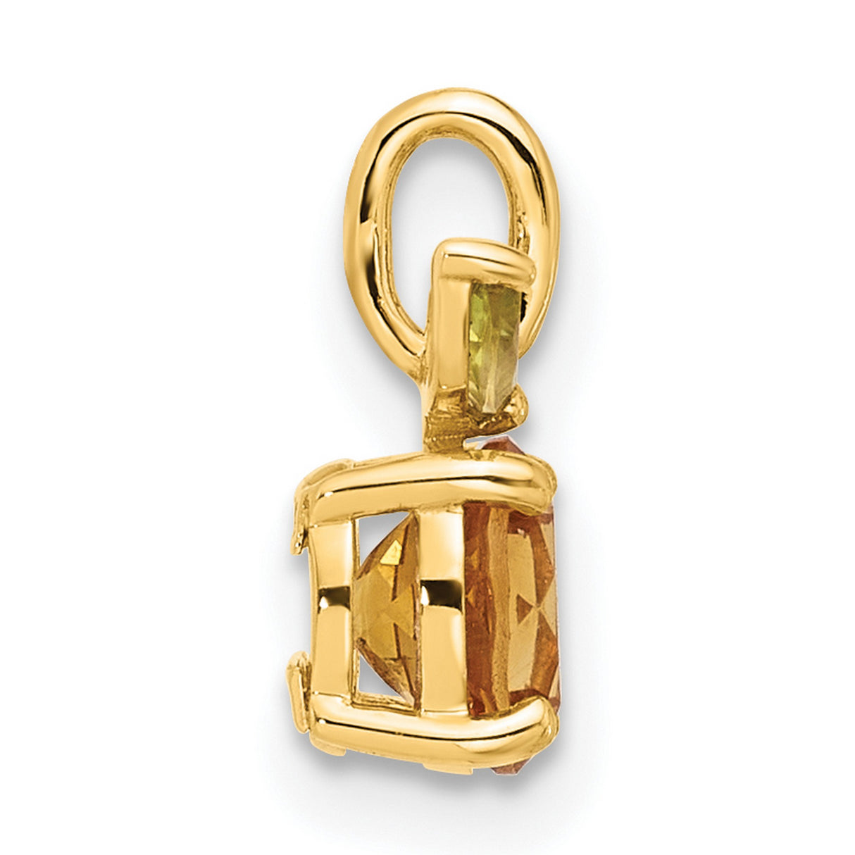 Citrine and Peridot Orange Chain Slide Charm Pendant in Real 14k Yellow Gold