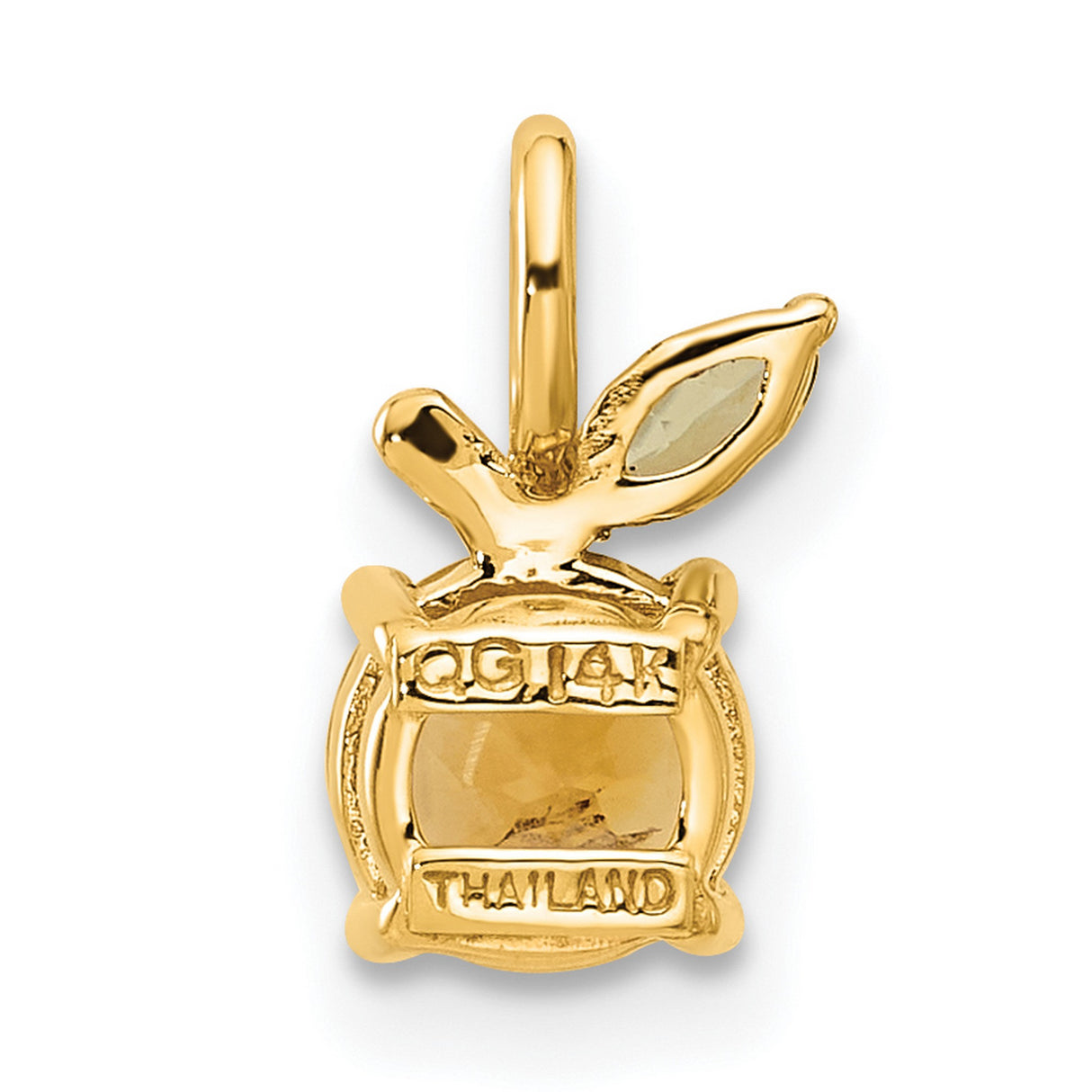 Citrine and Peridot Orange Chain Slide Charm Pendant in Real 14k Yellow Gold