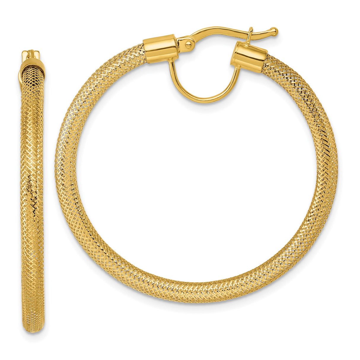 14k Yellow Gold Mesh Bracelet, Woven Textured Design, Flexible Statement Jewelry for Women