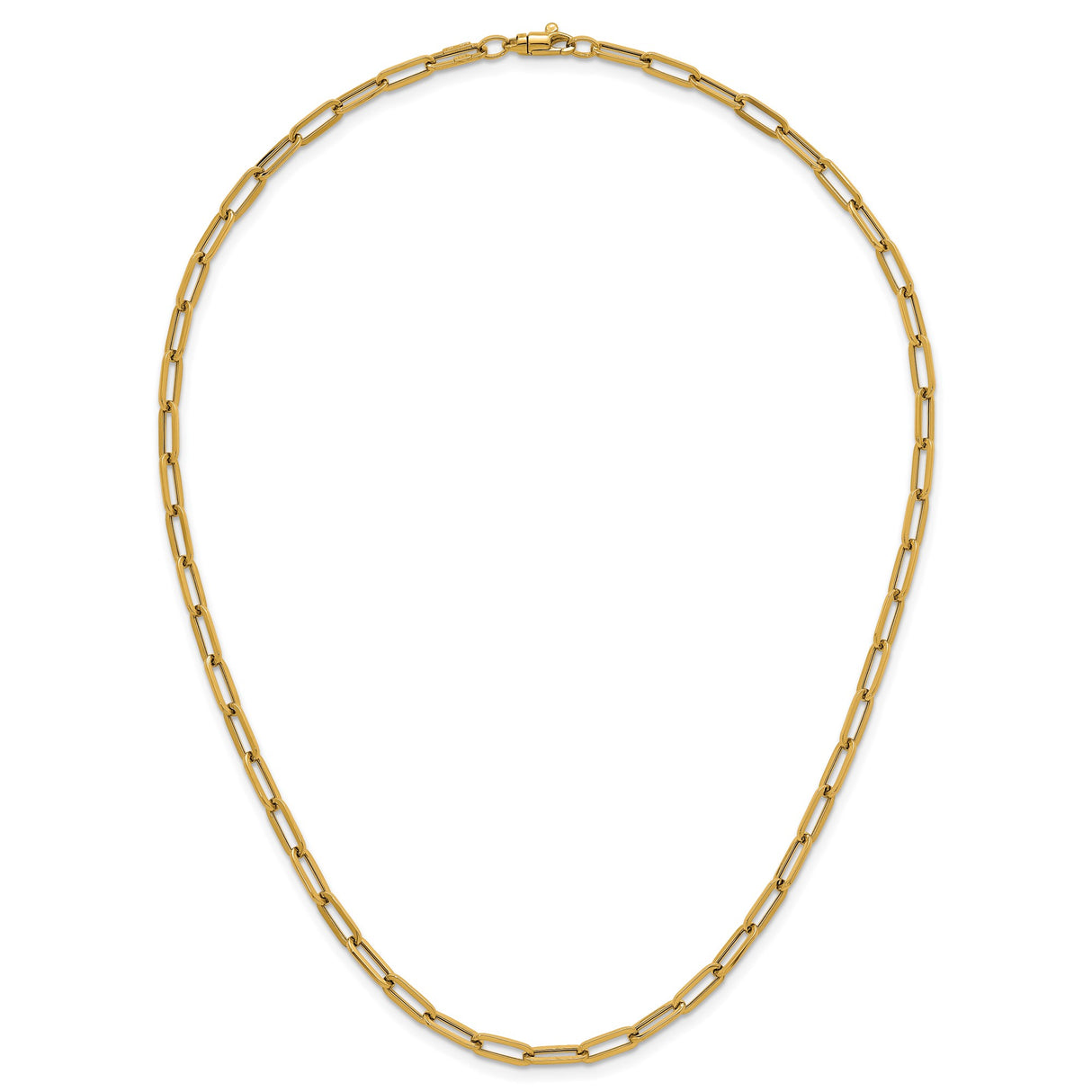 14K Yellow Gold 4 mm Paperclip Chain Necklace, Polished alternate angle