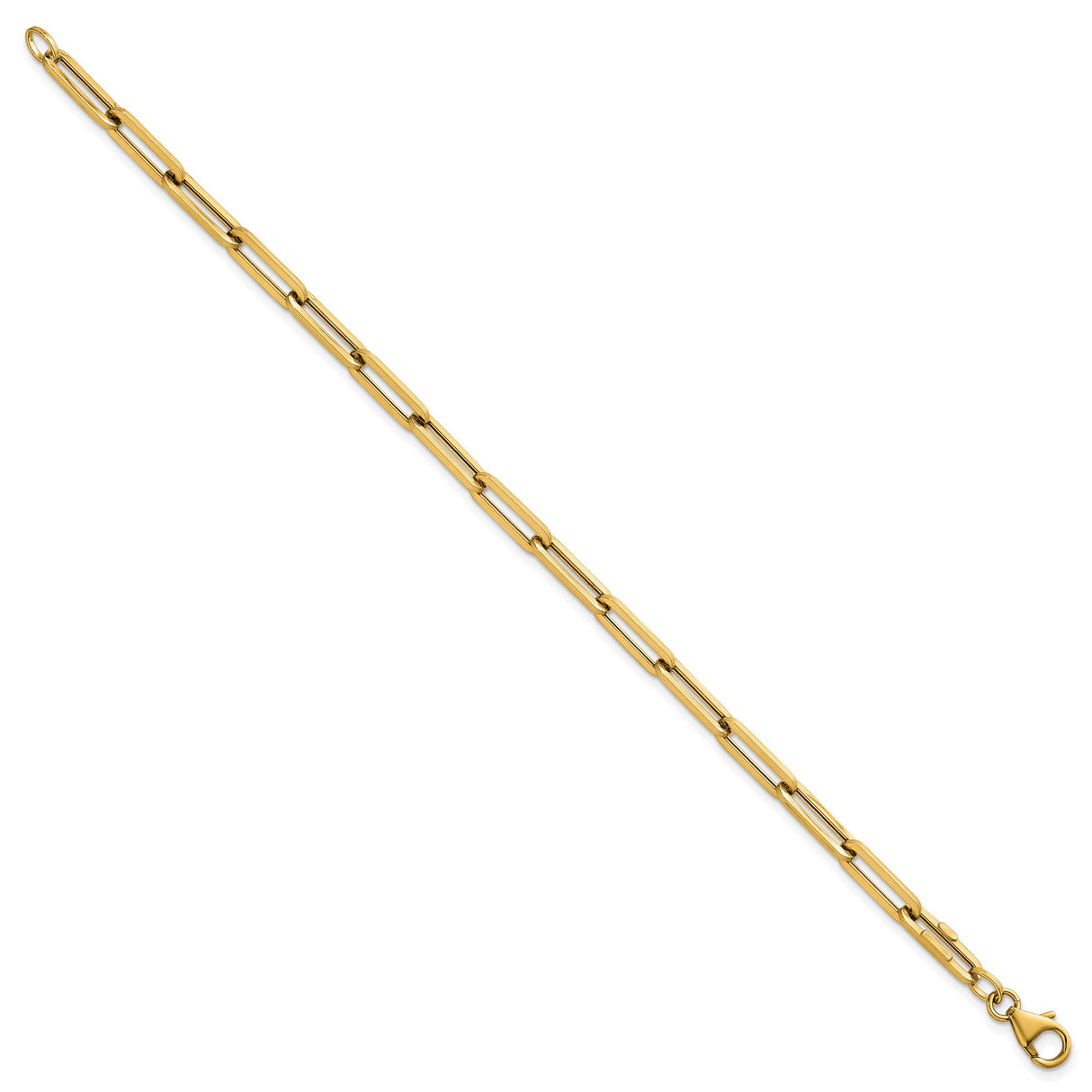 14K Yellow Gold 4.35 mm Paperclip Chain Bracelet, Polished