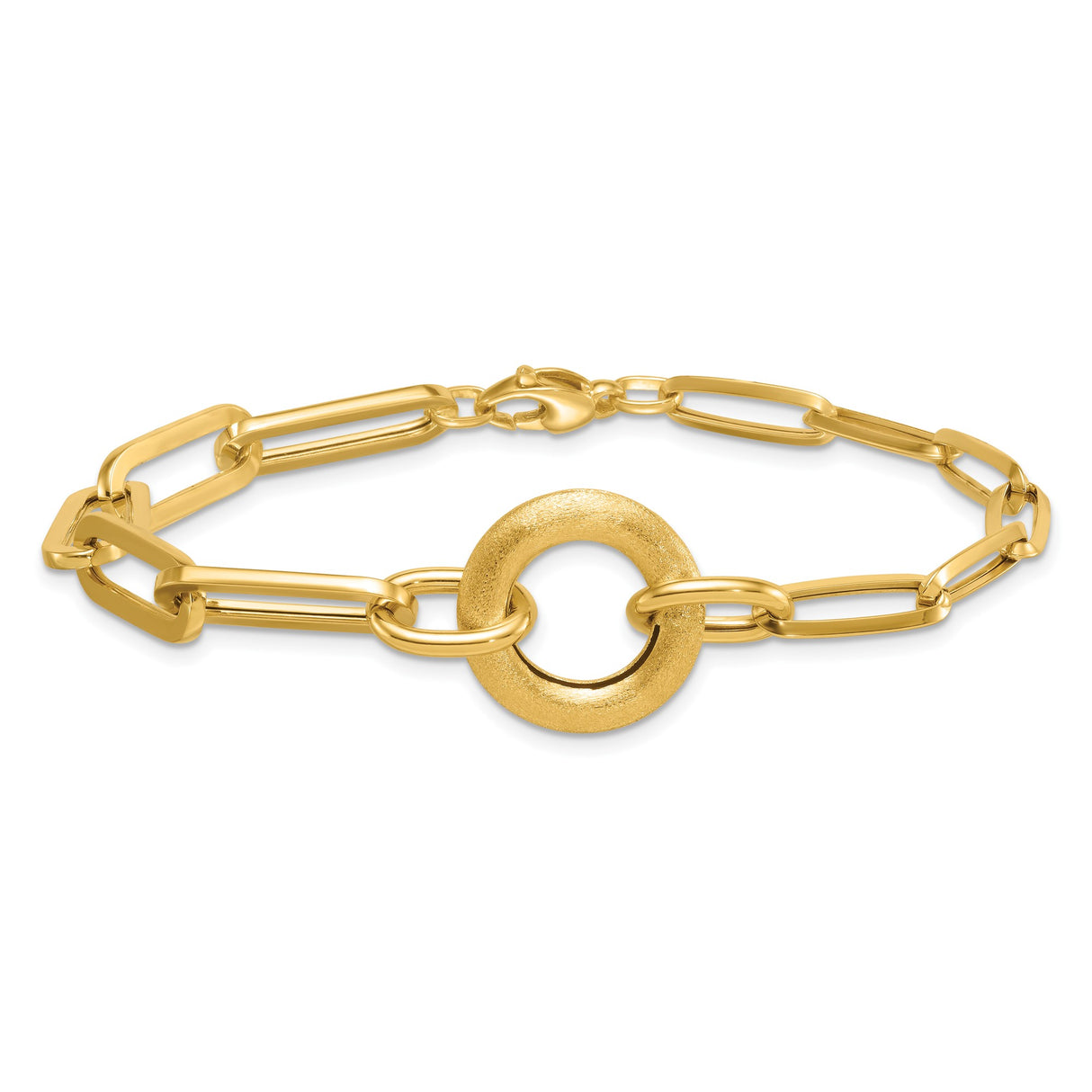 14K Yellow Gold 7.4 mm Paperclip Chain Bracelet alternate angle