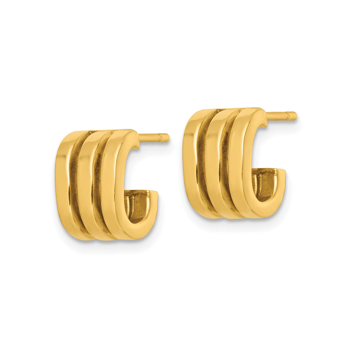 14k Yellow Gold Initial Stud Earrings, Bold MC Letter Design, Modern Minimalist Style