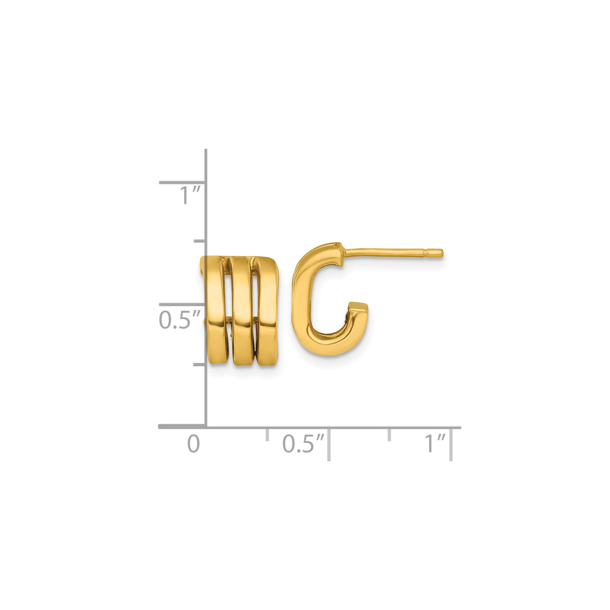 14k Yellow Gold Initial Stud Earrings, Bold MC Letter Design, Modern Minimalist Style