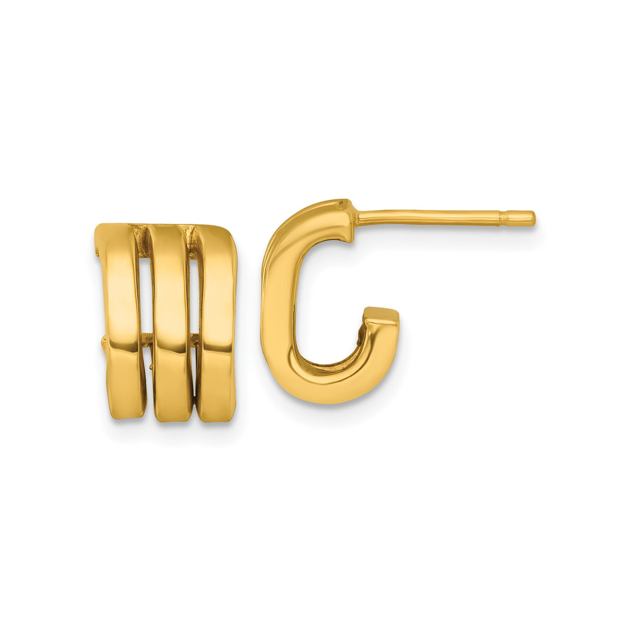 14k Yellow Gold Initial Stud Earrings, Bold MC Letter Design, Modern Minimalist Style