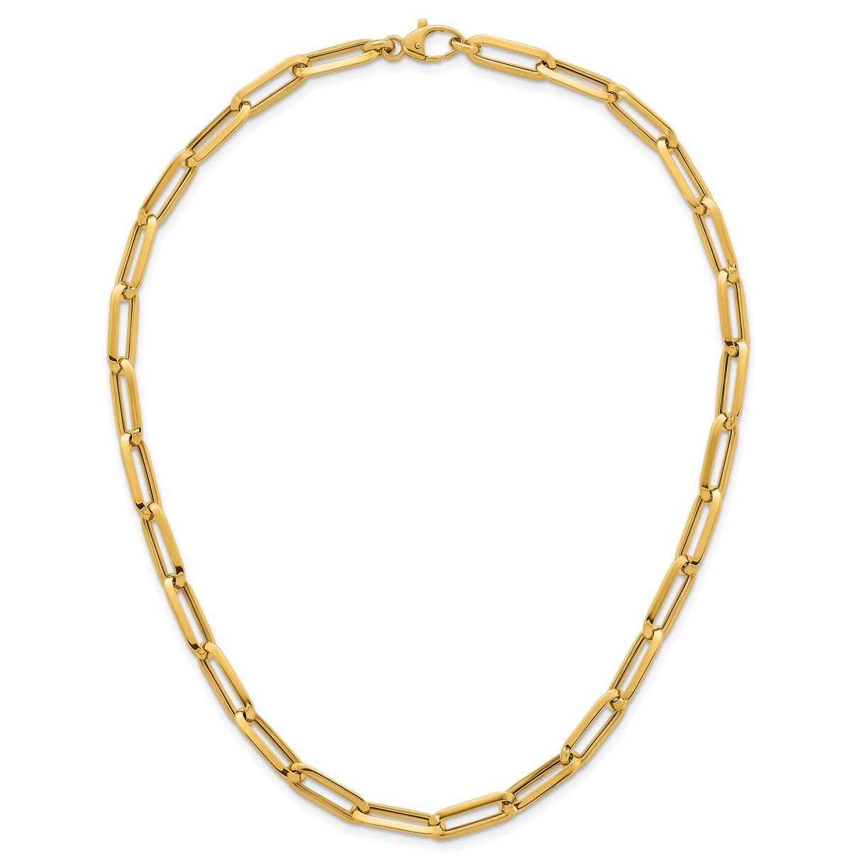 14K Yellow Gold 7 mm Paperclip Chain Necklace, Polished alternate angle