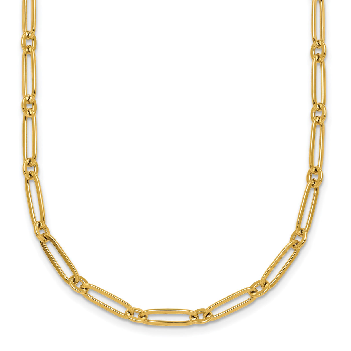 14K Yellow Gold 3.75 mm Paperclip Chain Necklace, Polished detail view