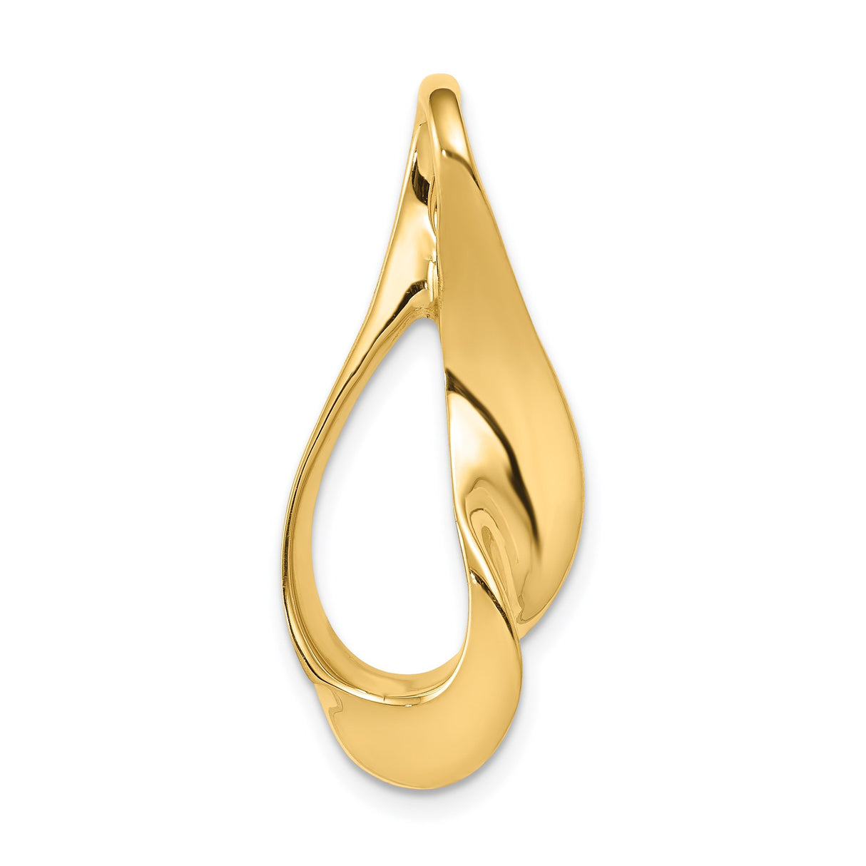 14k Yellow Gold Teardrop Pendant with Modern Open Abstract Design for Women