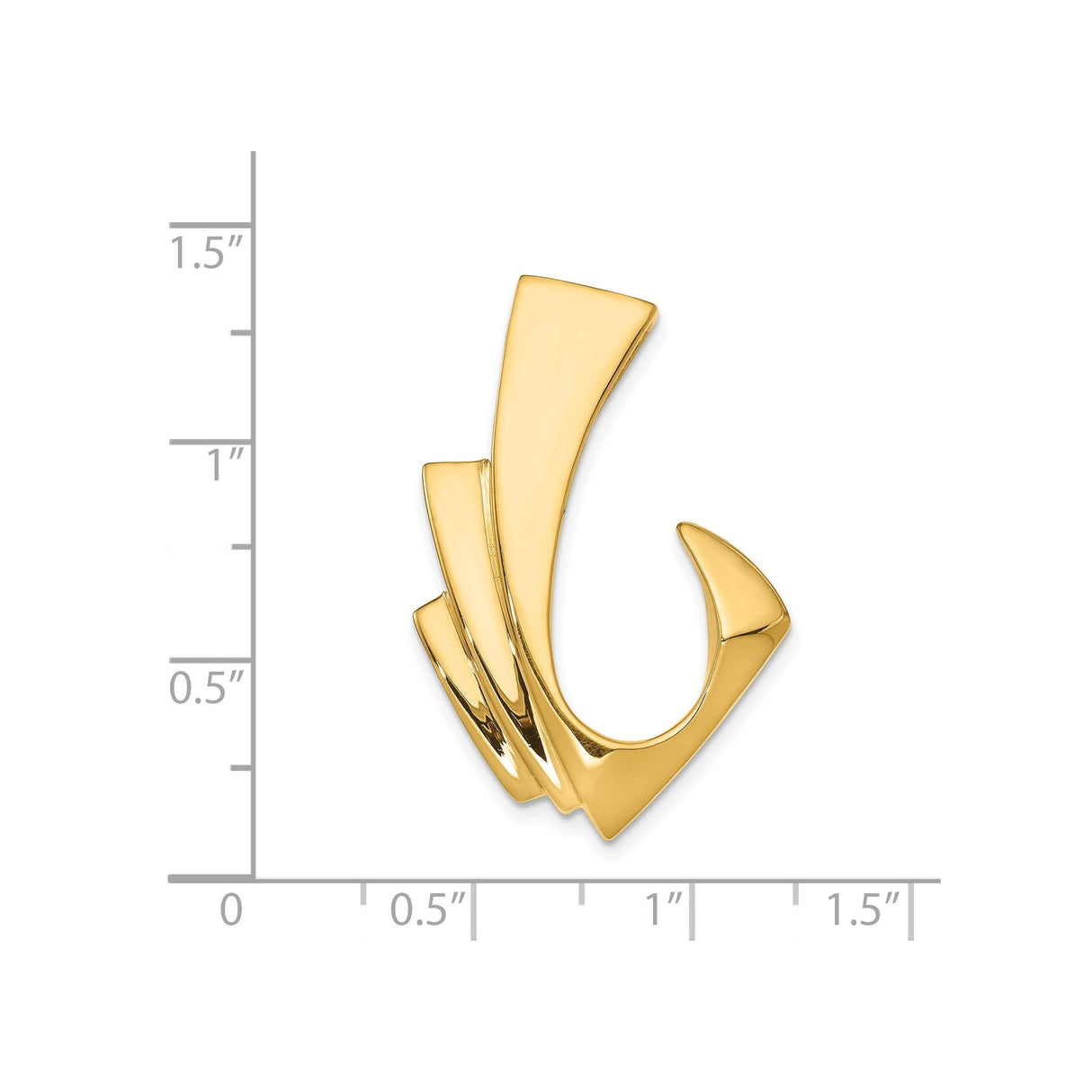 14k Yellow Gold Pendant with Abstract Flowing Sculptural Design, Minimalist Modern Style