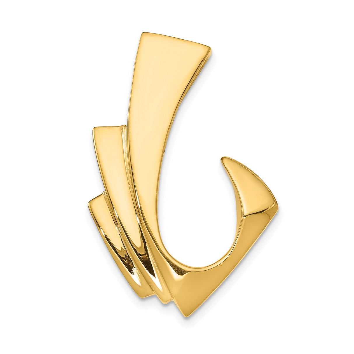 14k Yellow Gold Pendant with Abstract Flowing Sculptural Design, Minimalist Modern Style