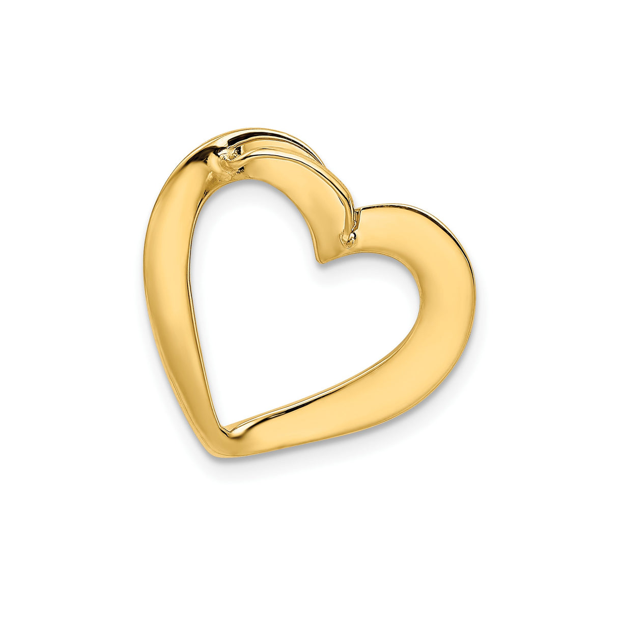 14k Yellow Gold Open Heart Pendant, Smooth Modern Design, Lightweight Minimalist Charm for Women