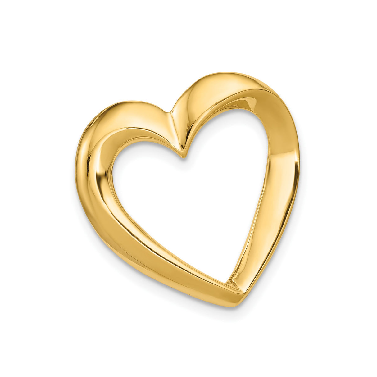 14k Yellow Gold Open Heart Pendant, Smooth Modern Design, Lightweight Minimalist Charm for Women