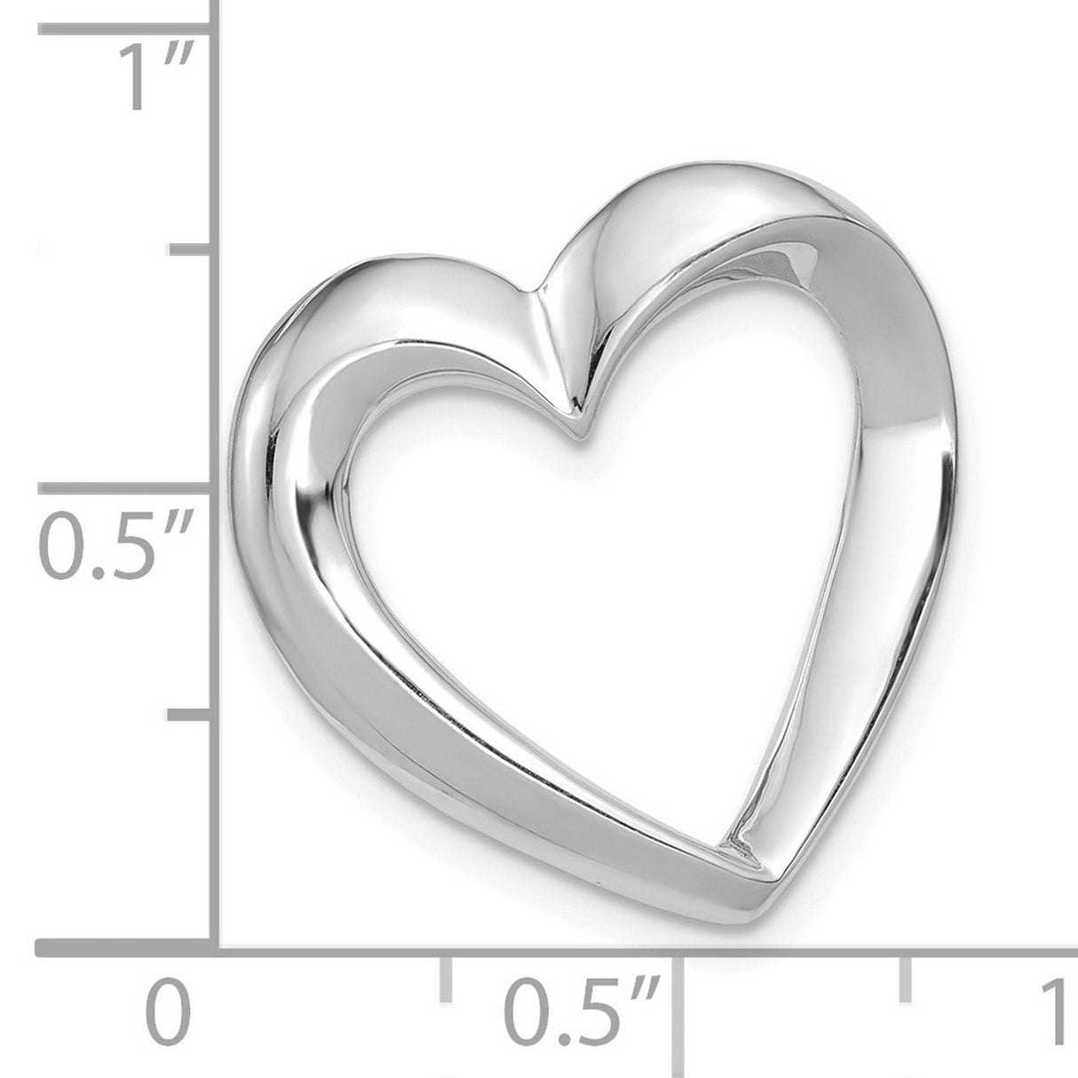 Heart Slide Chain Slide Charm Pendant in Real 14k White Gold