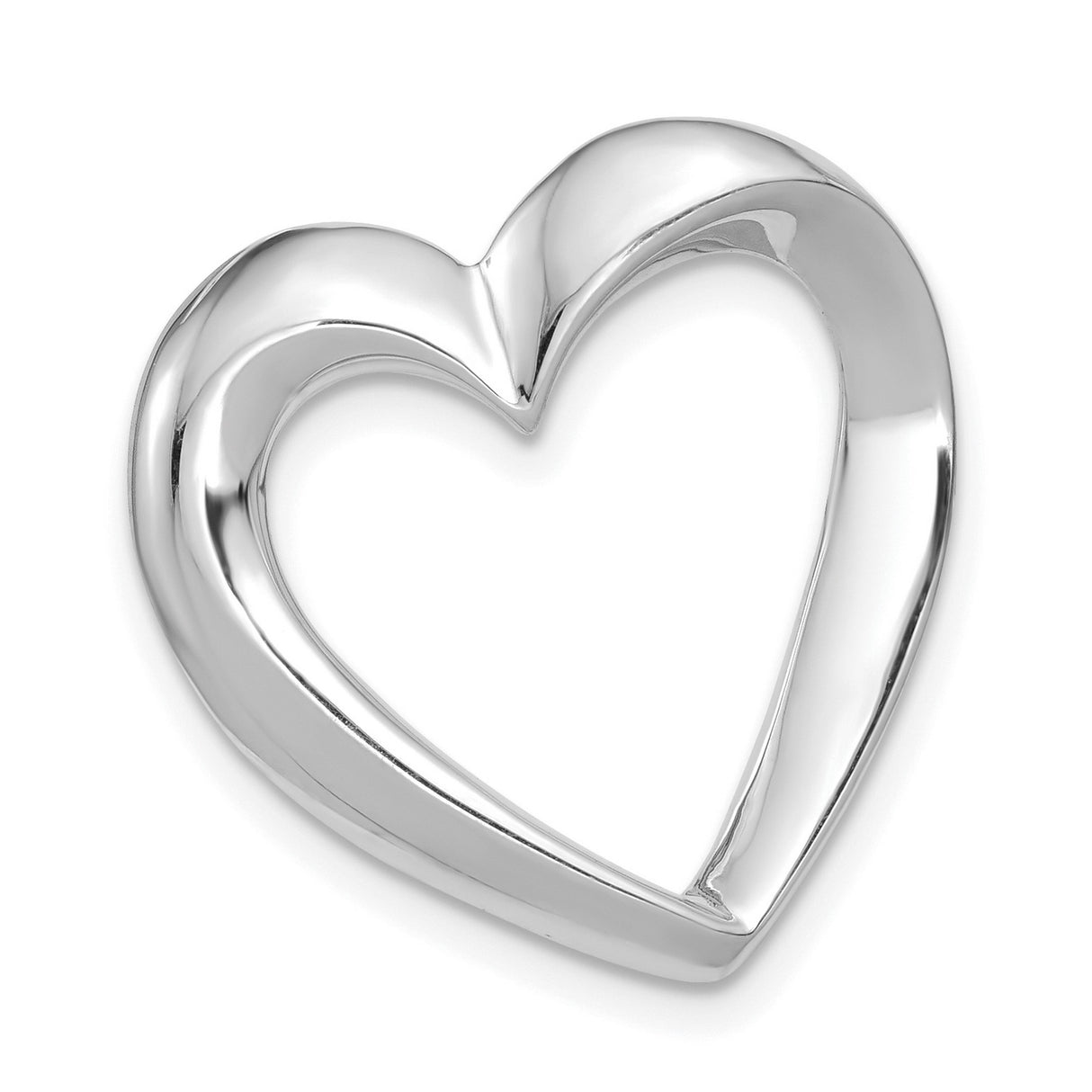 Heart Slide Chain Slide Charm Pendant in Real 14k White Gold