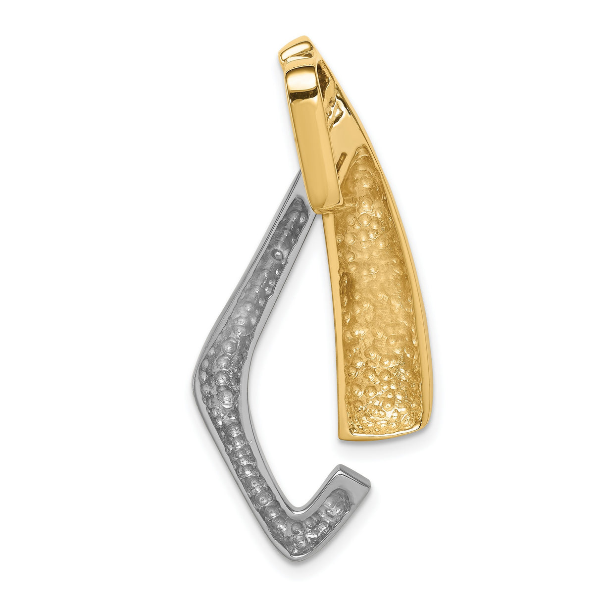 14k Two-Tone Gold Abstract Flame Pendant, Modern Religious Charm, Omega Slide Compatible