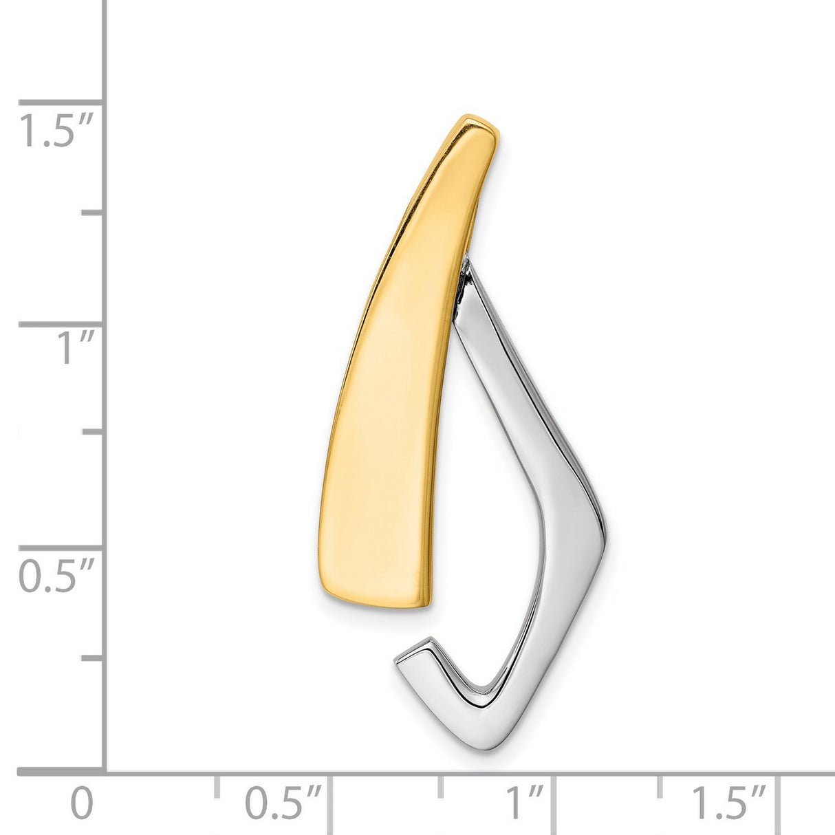 14k Two-Tone Gold Abstract Flame Pendant, Modern Religious Charm, Omega Slide Compatible