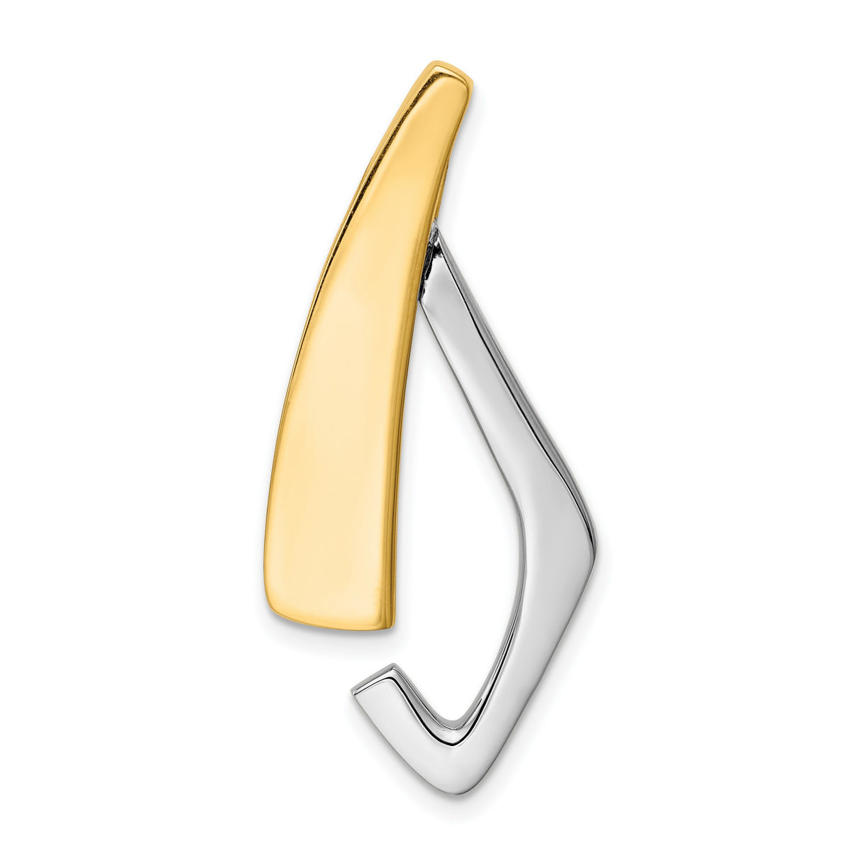 14k Two-Tone Gold Abstract Flame Pendant, Modern Religious Charm, Omega Slide Compatible