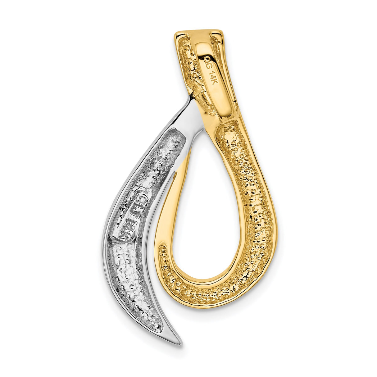 14k Two-Tone Gold Teardrop Pendant with Abstract Freeform Intertwined Curve Design