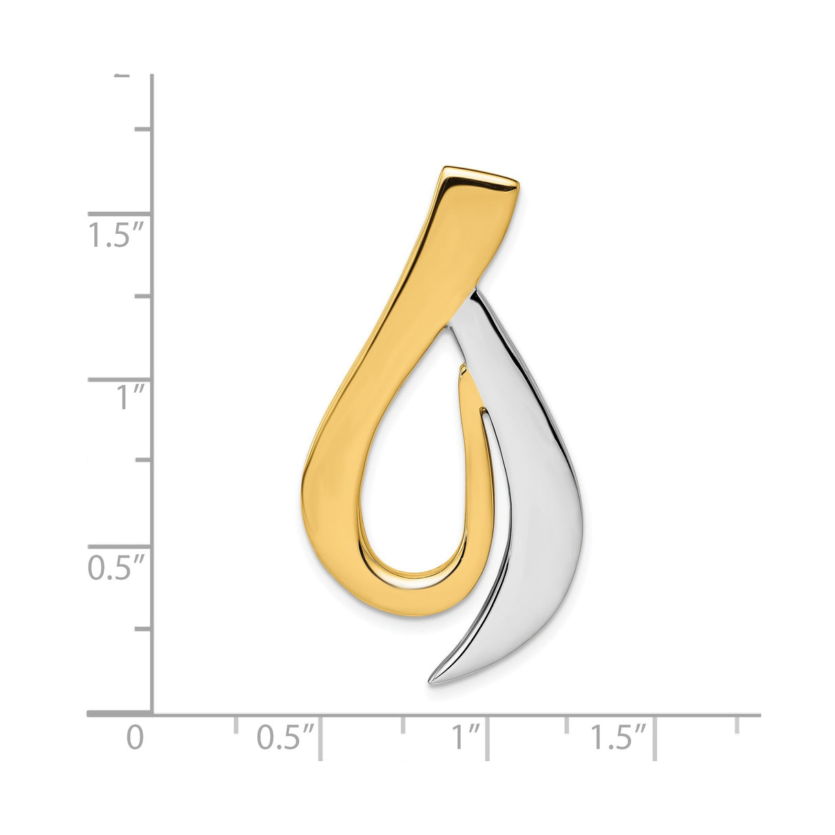 14k Two-Tone Gold Teardrop Pendant with Abstract Freeform Intertwined Curve Design