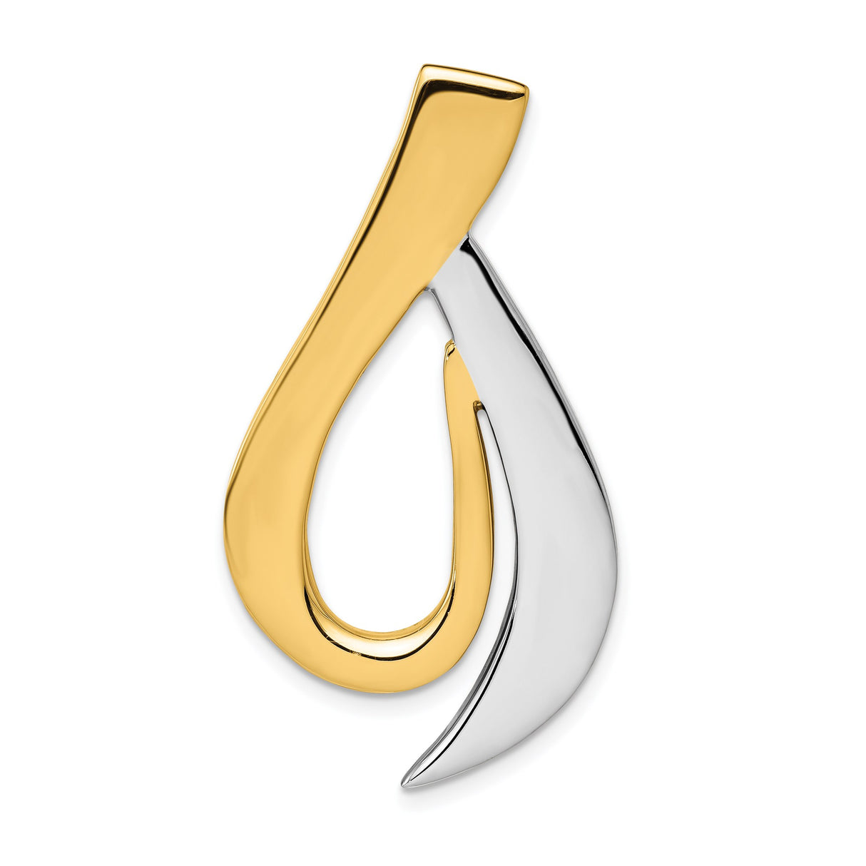 14k Two-Tone Gold Teardrop Pendant with Abstract Freeform Intertwined Curve Design