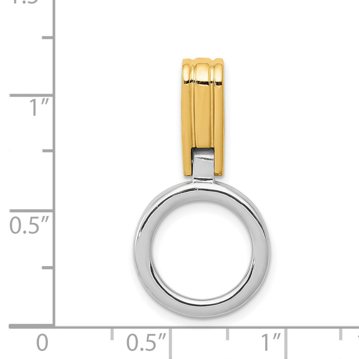 14k Two-Tone Gold Pendant, Open Circle Charm with Yellow Gold Bail, Polished Modern Design