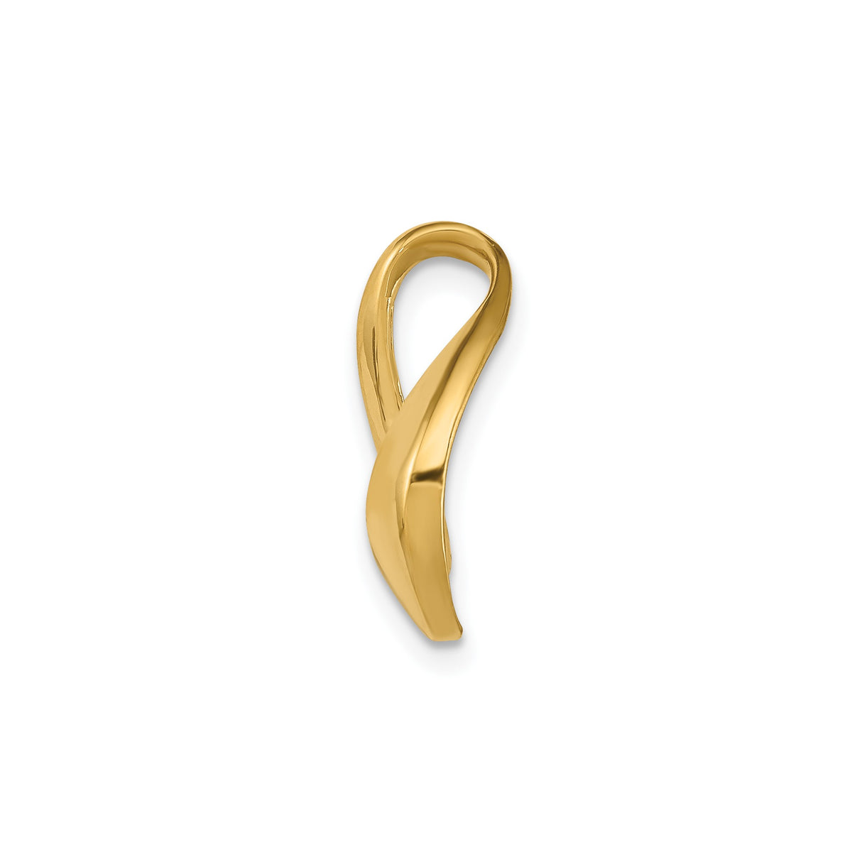 14k Yellow Gold Pendant, Abstract Teardrop with Sculptural Lines and High-Polish Finish