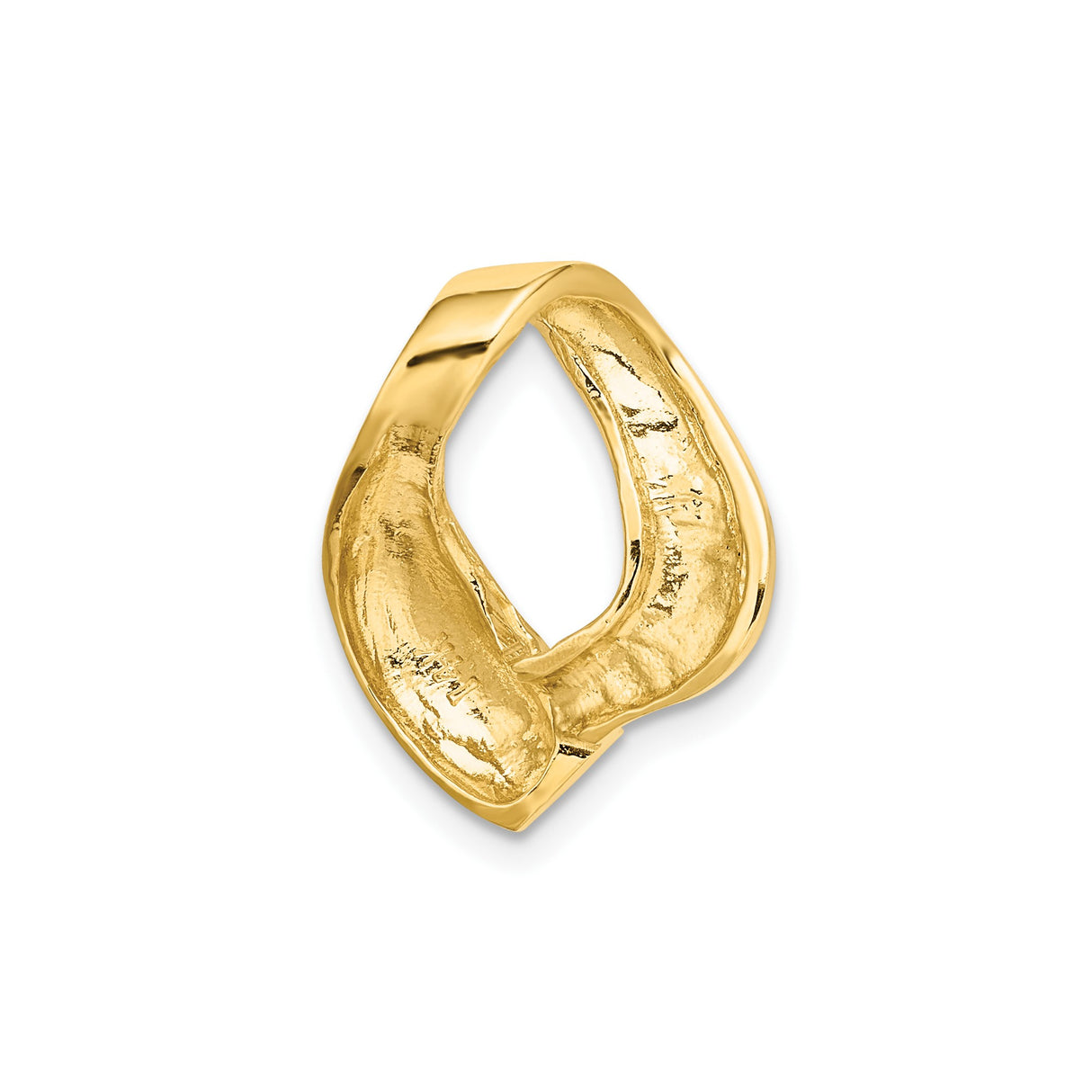 14k Yellow Gold Pendant, Abstract Teardrop with Sculptural Lines and High-Polish Finish