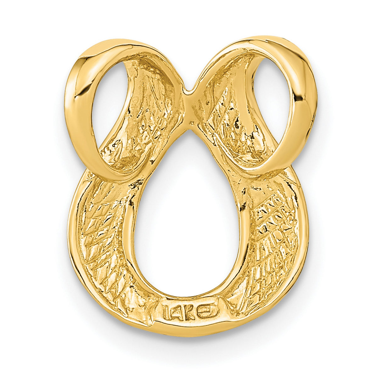 14k Yellow Gold Pendant, Abstract Teardrop Loop Design, Minimalist Unisex Charm