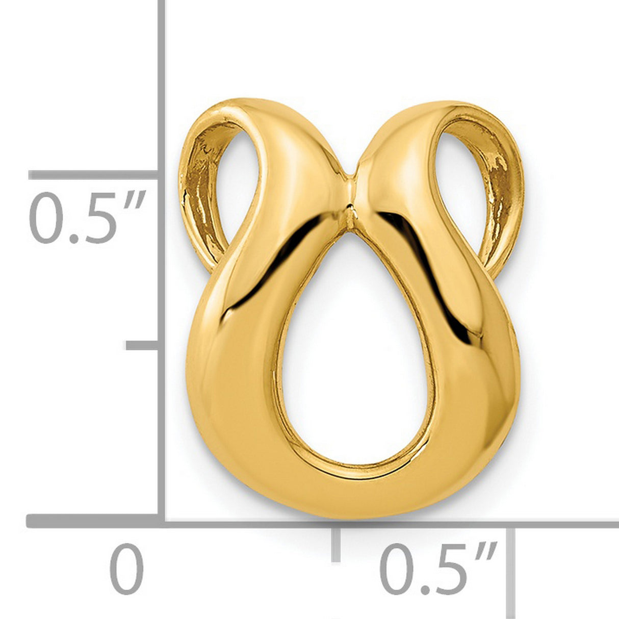 14k Yellow Gold Pendant, Abstract Teardrop Loop Design, Minimalist Unisex Charm