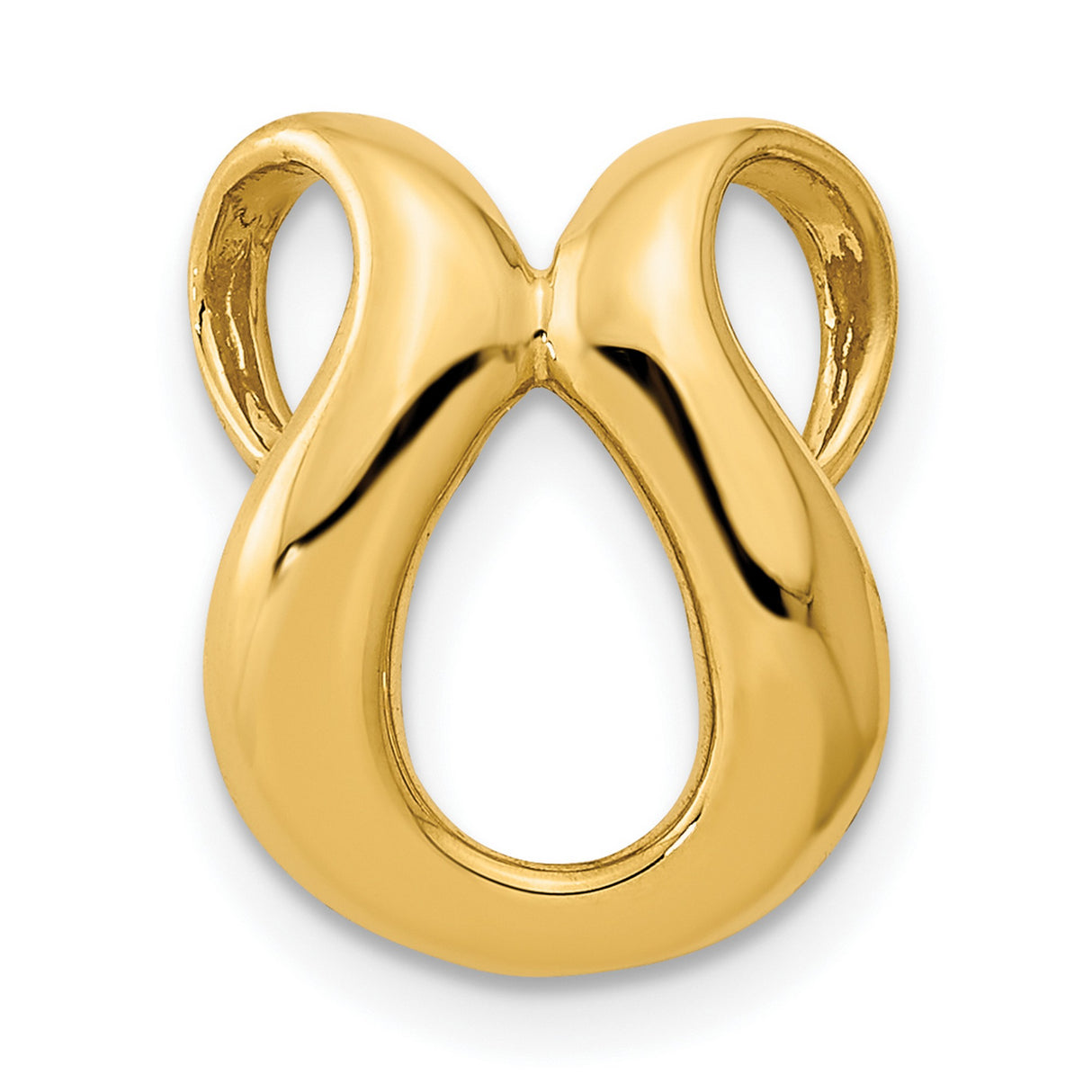 14k Yellow Gold Pendant, Abstract Teardrop Loop Design, Minimalist Unisex Charm