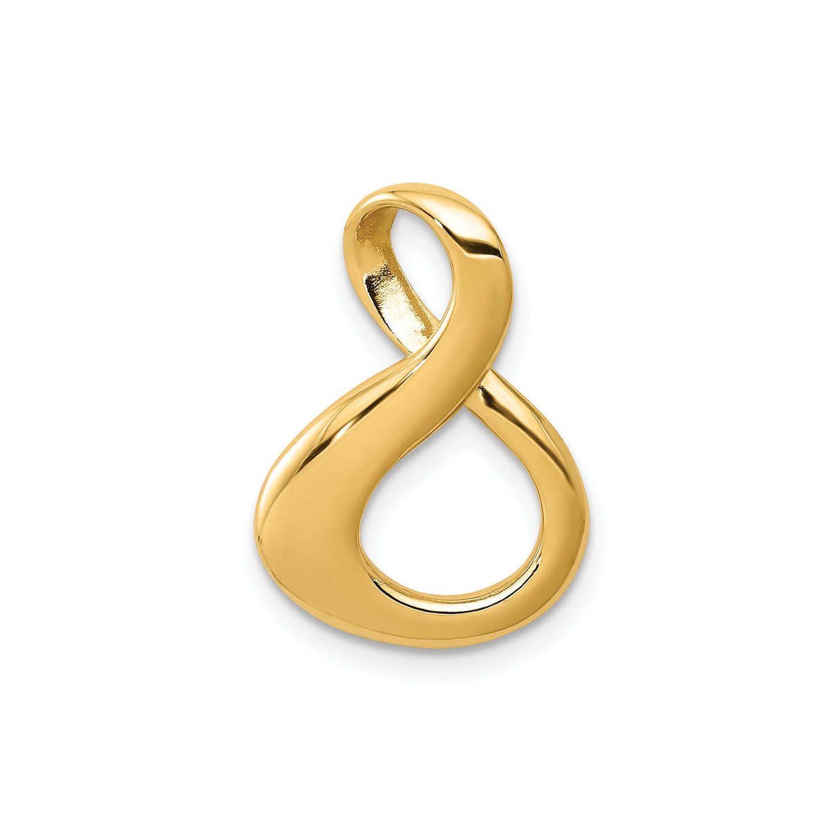 14k Yellow Gold Infinity Pendant with Sleek High Polish Design, Modern Minimalist Style