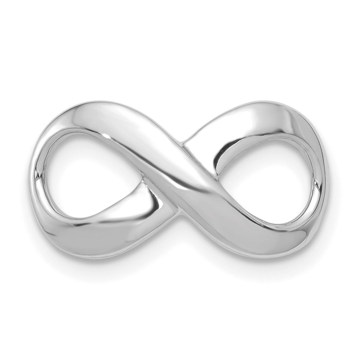 14k White Gold Infinity Pendant, Polished Minimalist Charm Symbolizing Eternal Love