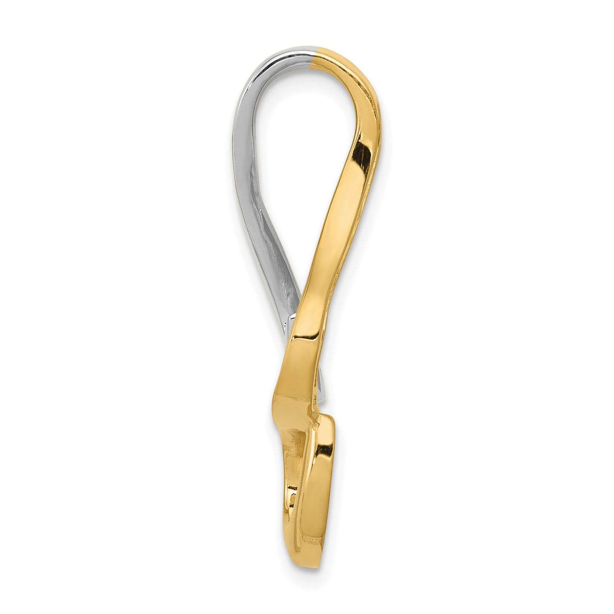 14k Two-Tone Gold Pendant with Abstract Fish Hook Design, Nautical Hawaiian Charm