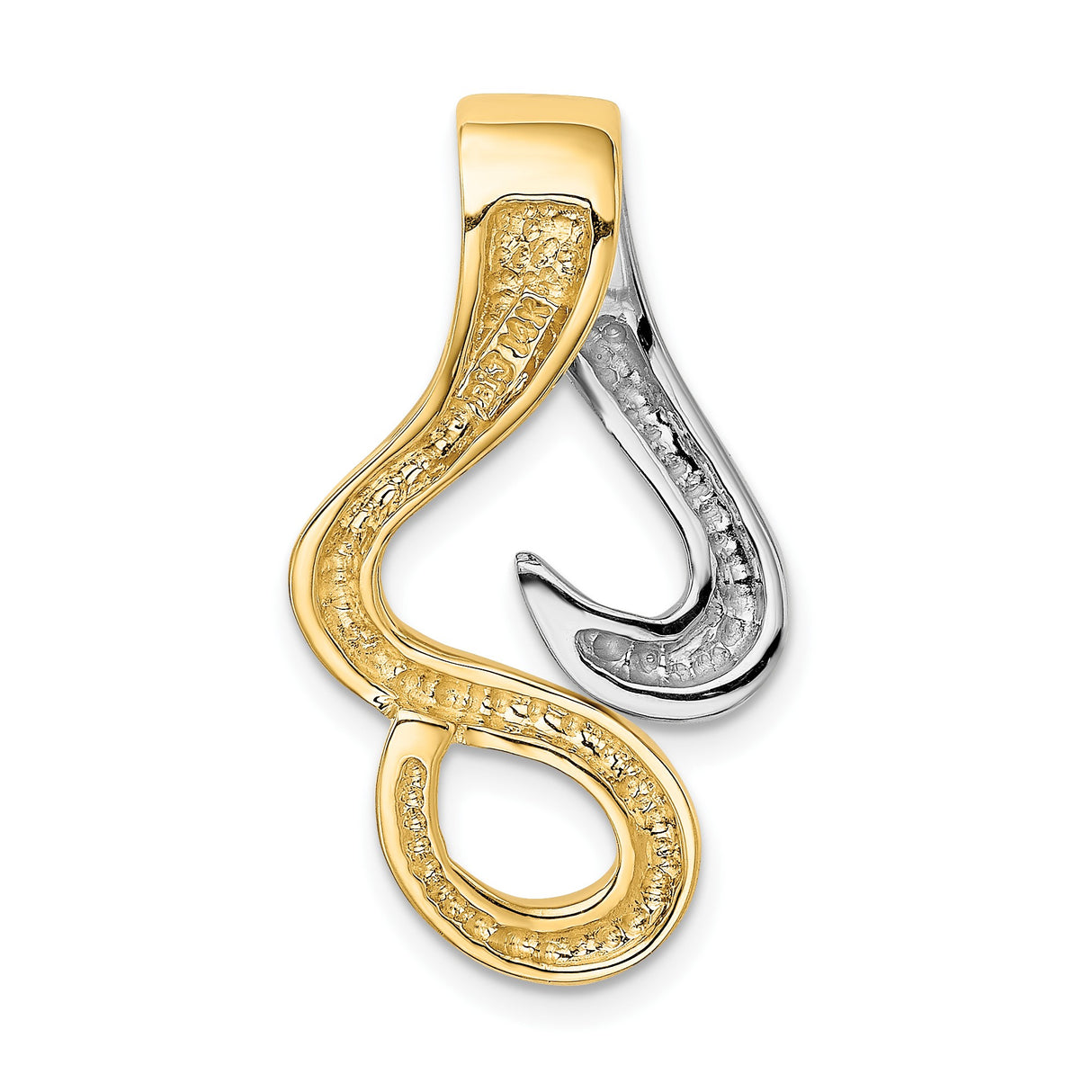 14k Two-Tone Gold Pendant with Abstract Fish Hook Design, Nautical Hawaiian Charm