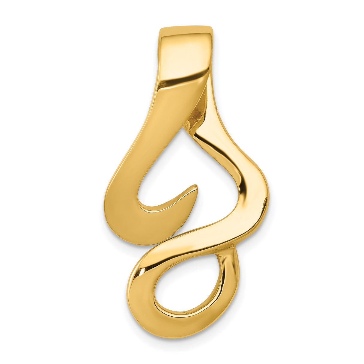14k Yellow Gold Pendant, Abstract Fish Hook Infinity Design, Nautical Polynesian Style