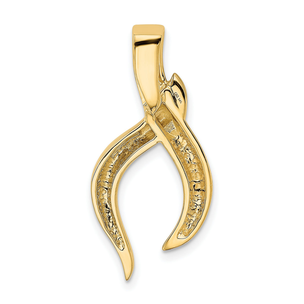 Reversible Fancy Omega Slide Charm Pendant in Real 14k Multi-Tone Gold