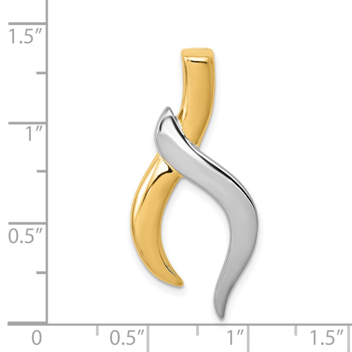 Reversible Fancy Omega Slide Charm Pendant in Real 14k Multi-Tone Gold