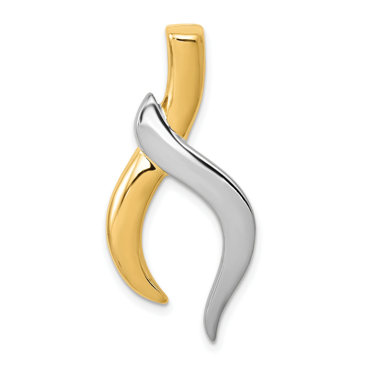 Reversible Fancy Omega Slide Charm Pendant in Real 14k Multi-Tone Gold