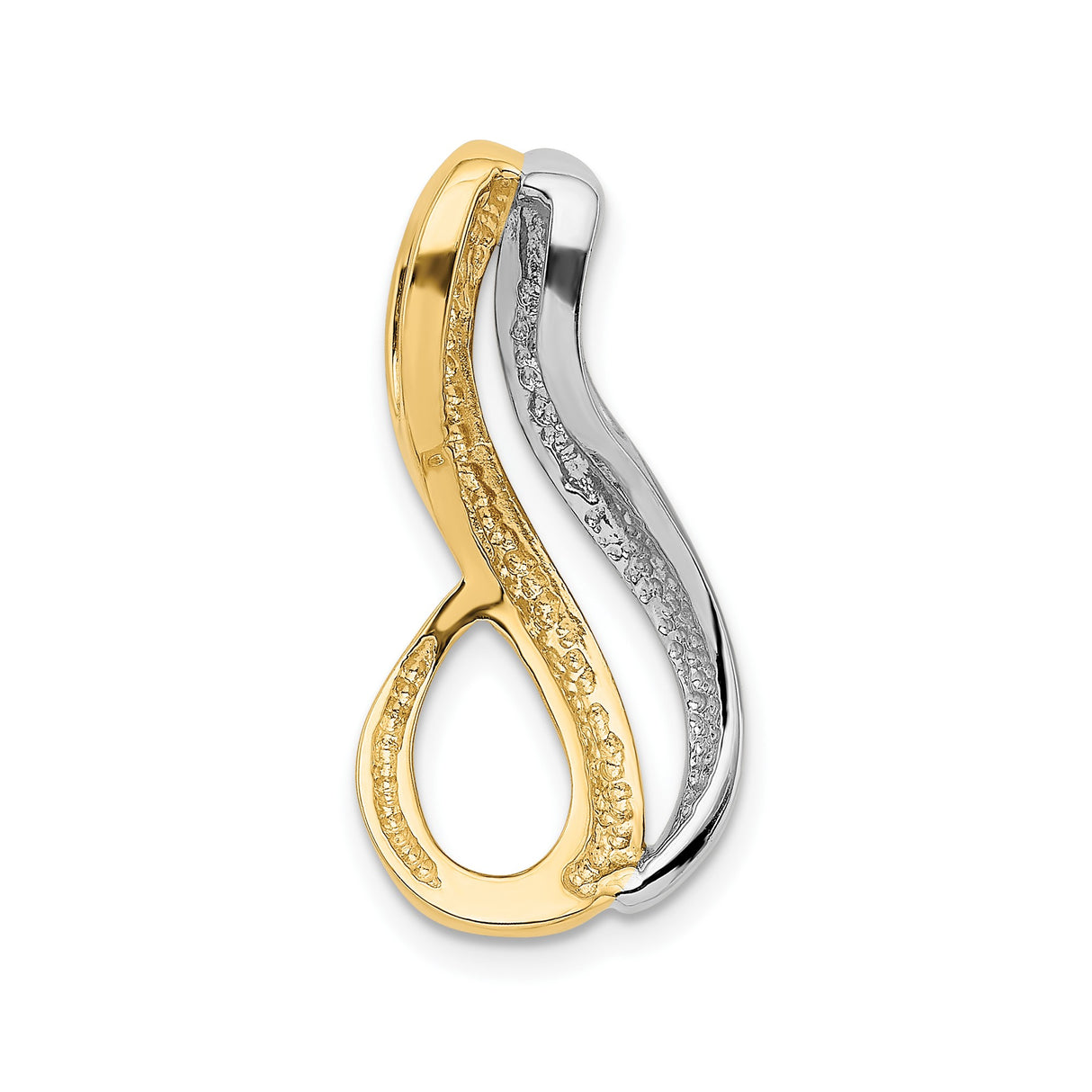 14k Two-Tone Gold Pendant with Abstract Infinity Design, Yellow and White Gold Lines