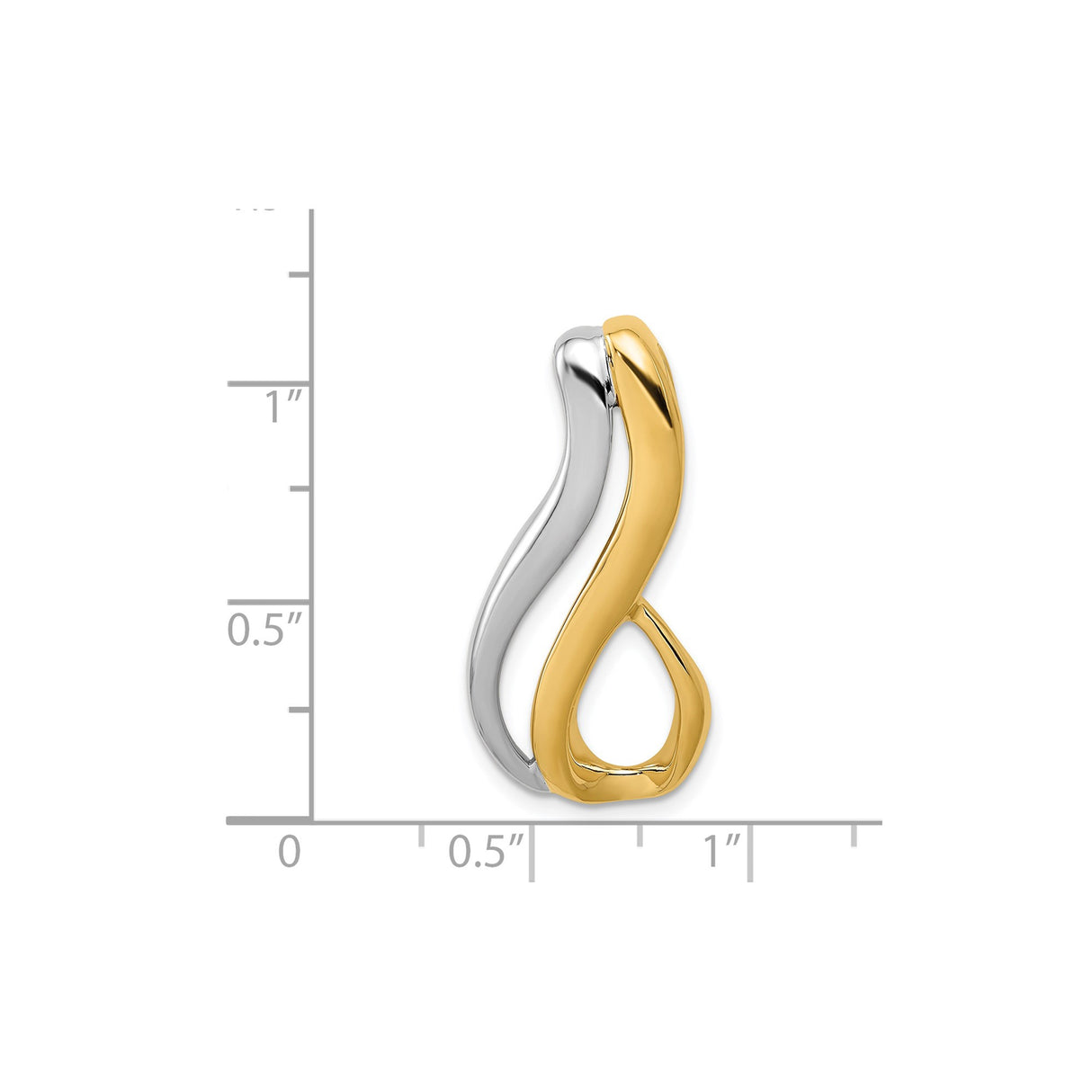 14k Two-Tone Gold Pendant with Abstract Infinity Design, Yellow and White Gold Lines