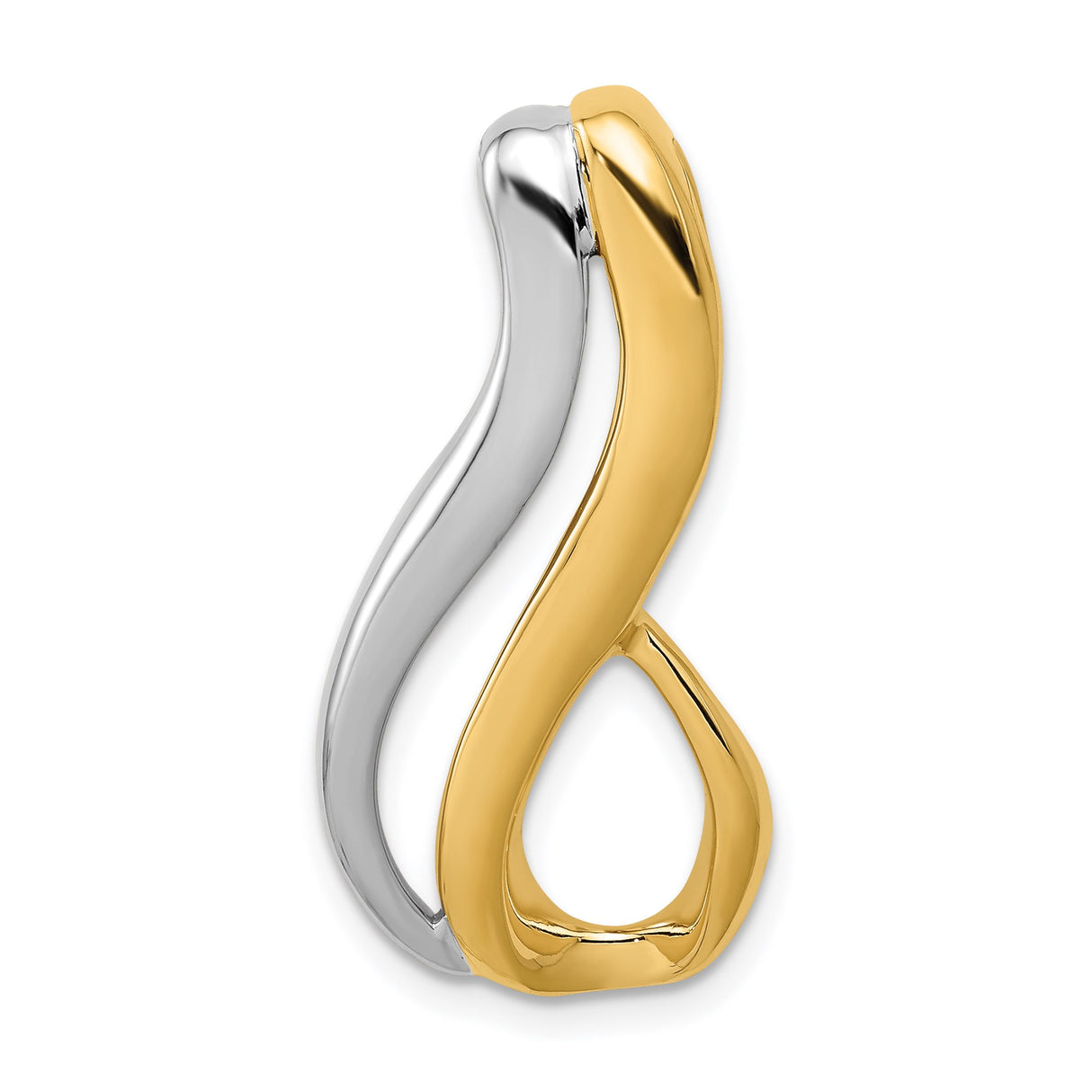 14k Two-Tone Gold Pendant with Abstract Infinity Design, Yellow and White Gold Lines