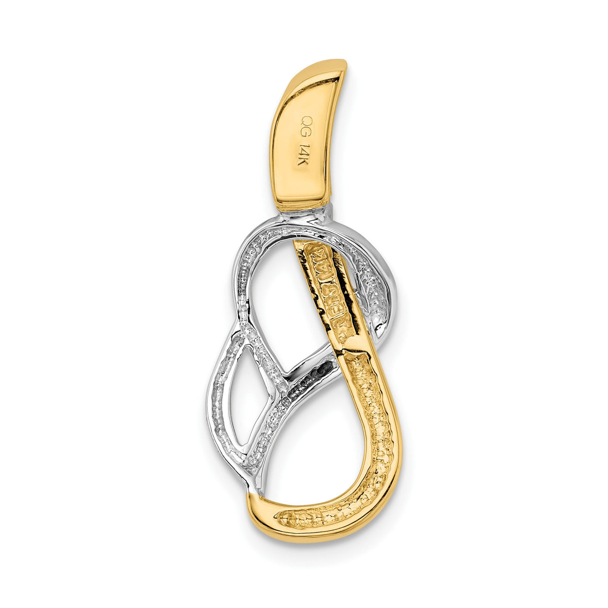 14k Two-Tone Gold Infinity Pendant with Intertwined Yellow and White Gold Design