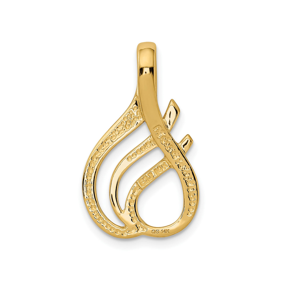 14k Yellow Gold Flame Pendant, Abstract Teardrop Design Symbolizing Passion and Strength