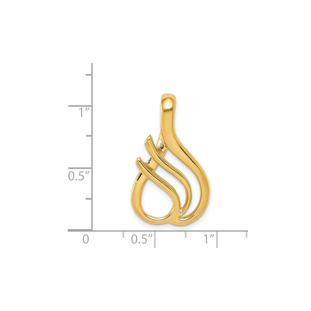 14k Yellow Gold Flame Pendant, Abstract Teardrop Design Symbolizing Passion and Strength