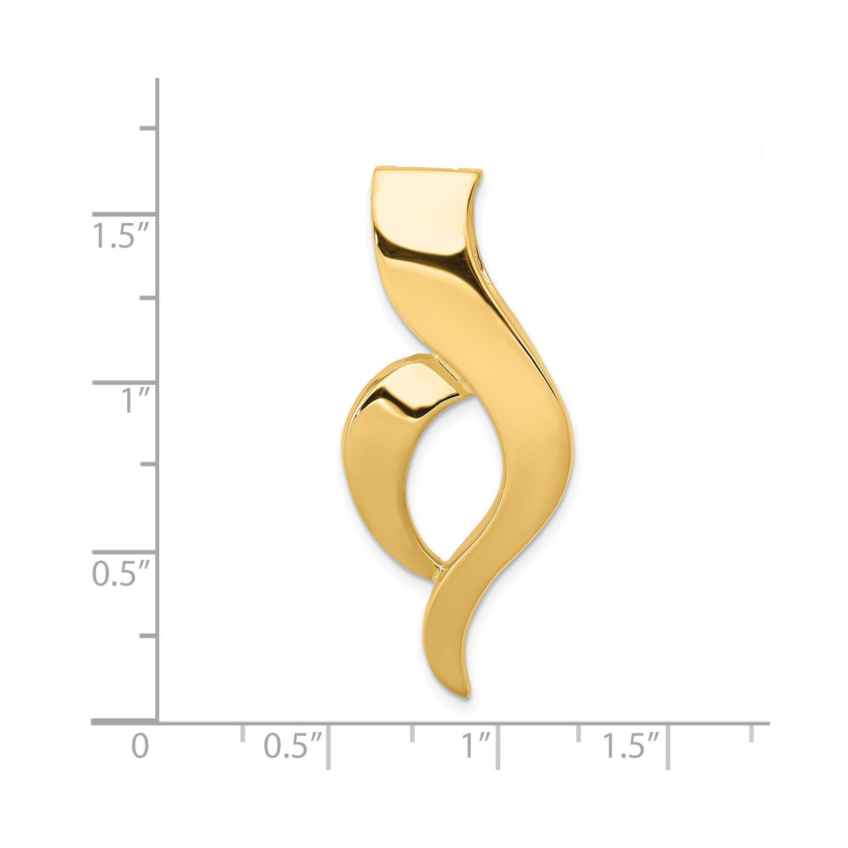 14k Yellow Gold Pendant with Abstract Flame Ribbon Design, Symbol of Passion and Faith for Women