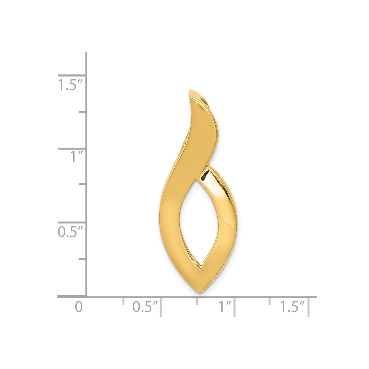 14k Yellow Gold Flame Shaped Pendant, Abstract Fire Inspired Charm for Women